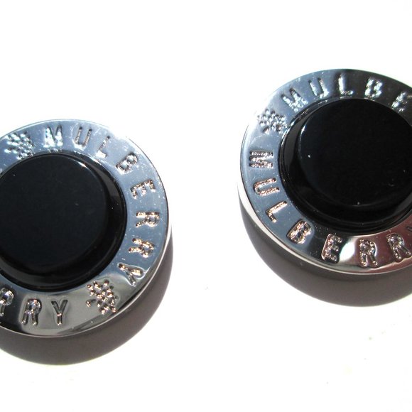 ✨Vintage MULBERRY Cuff Links Cufflinks Silver Black Designer Signed Round Circle - Picture 7 of 13